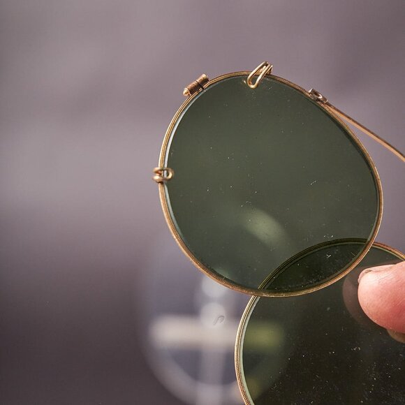 Vintage Clip On Tinted Gold Rim Sunglasses - Picture 6 of 6
